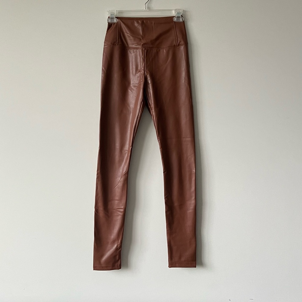 7 for all mankind | high waisted brown leather pants
